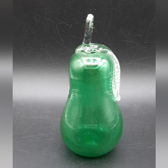 Rare Rossi Glass Green Pear Handmade In Canada Signed Maria 6" Tall - Picture 2 of 7